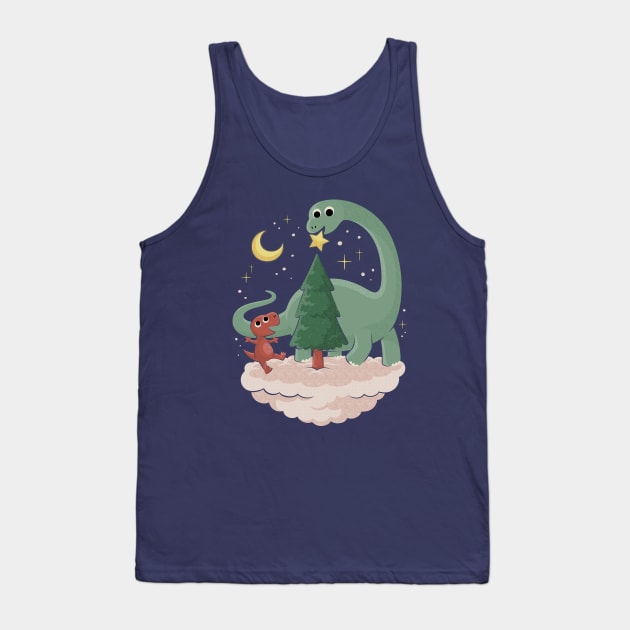 Dinosaur Christmas Tree Star Tank Top by dumbshirts